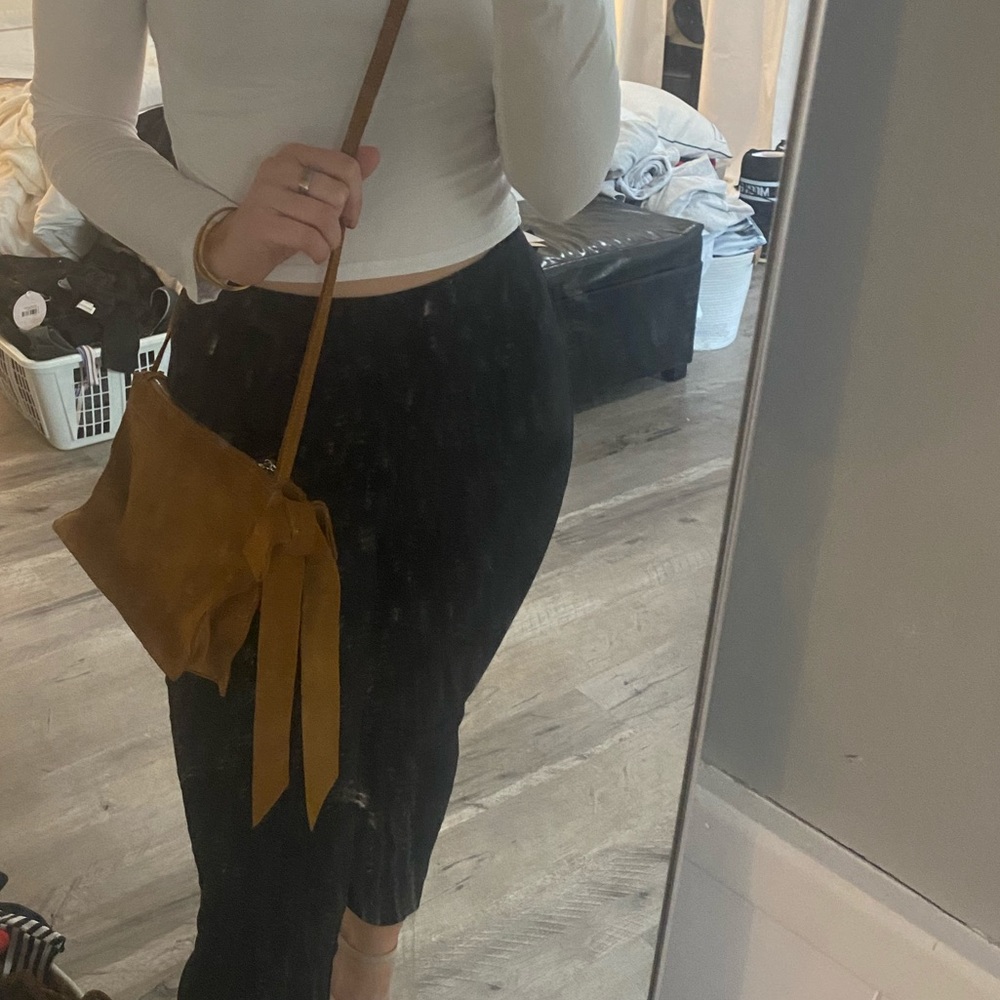 Zara cognac suede crossbody bag
